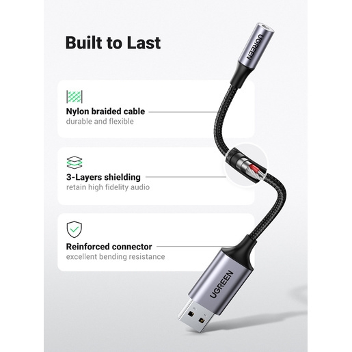 UGREEN USB 2.0 to 3.5mm Audio Adapter CM383 CM477 80864 30757