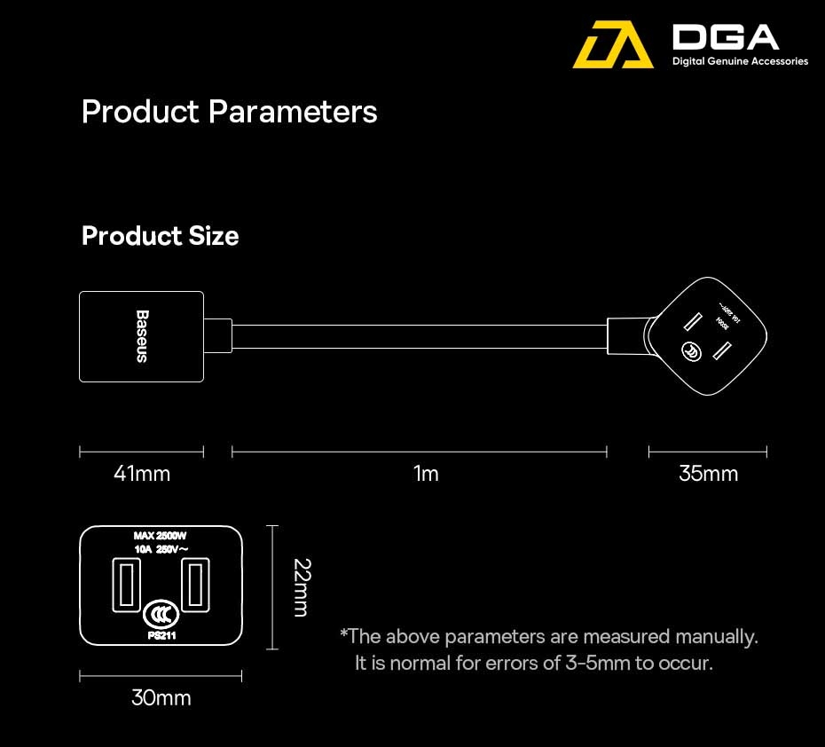 Adapter nối dài đổi chân cắm đa năng dùng đi du lịch Baseus Power Combo mini PowerStrip