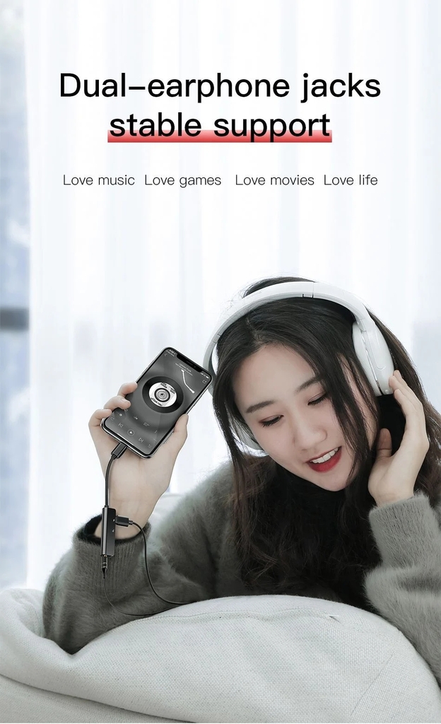 Bộ chuyển cổng Lightning sang Dual Lightning + Audio AUX 3.5mm Baseus L52 cho iPhone/ iPad