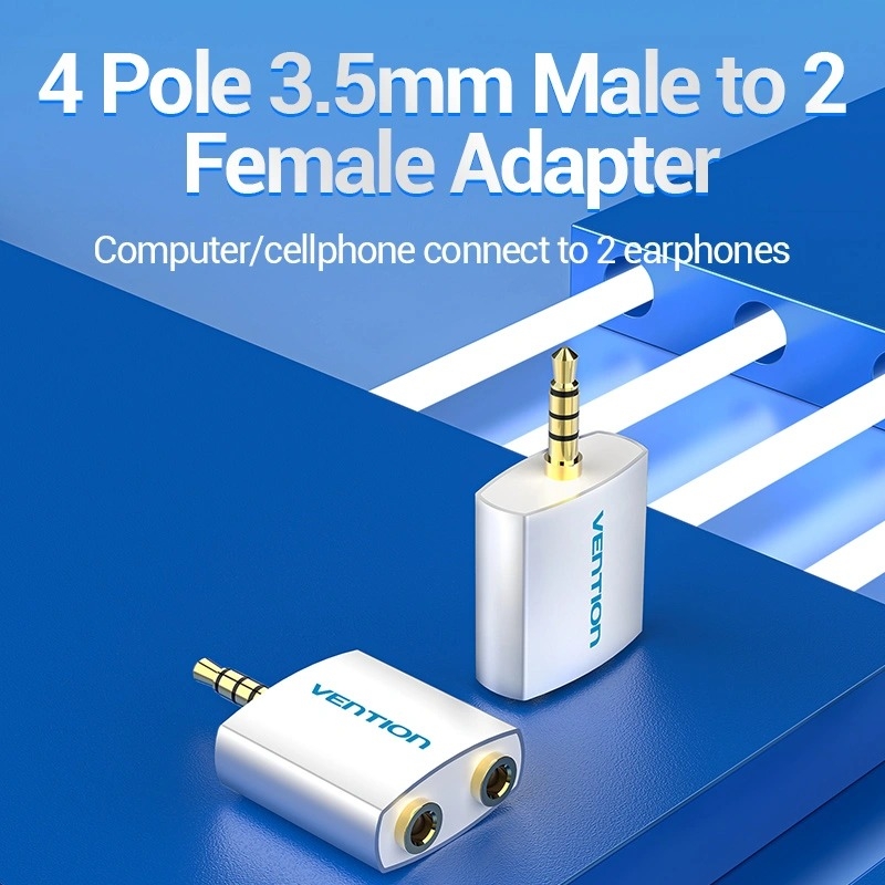 Bộ chuyển đổi 4 Pole 3.5mm to 2*3.5mm Vention BDAW0/BDBW0 (Male to Female)