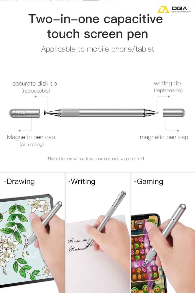 Bút cảm ứng điện dung 2 trong 1 Baseus Golden Cudgel Capacitive Stylus Pen