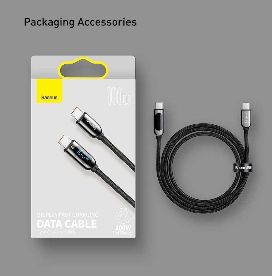 Cáp sạc 100W Baseus Display Fast Charging Data Cable Type-C to Type-C siêu nhanh