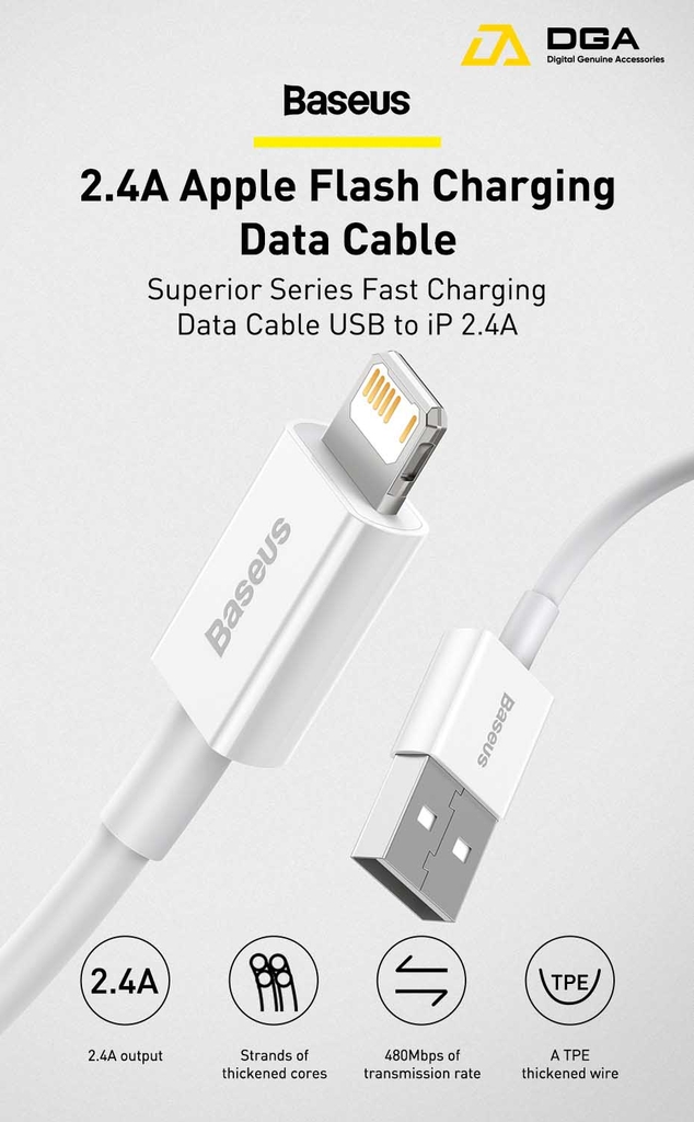 Cáp sạc lightning Baseus Superior Series Fast Charging Data Cable cho iPhone/ iPad