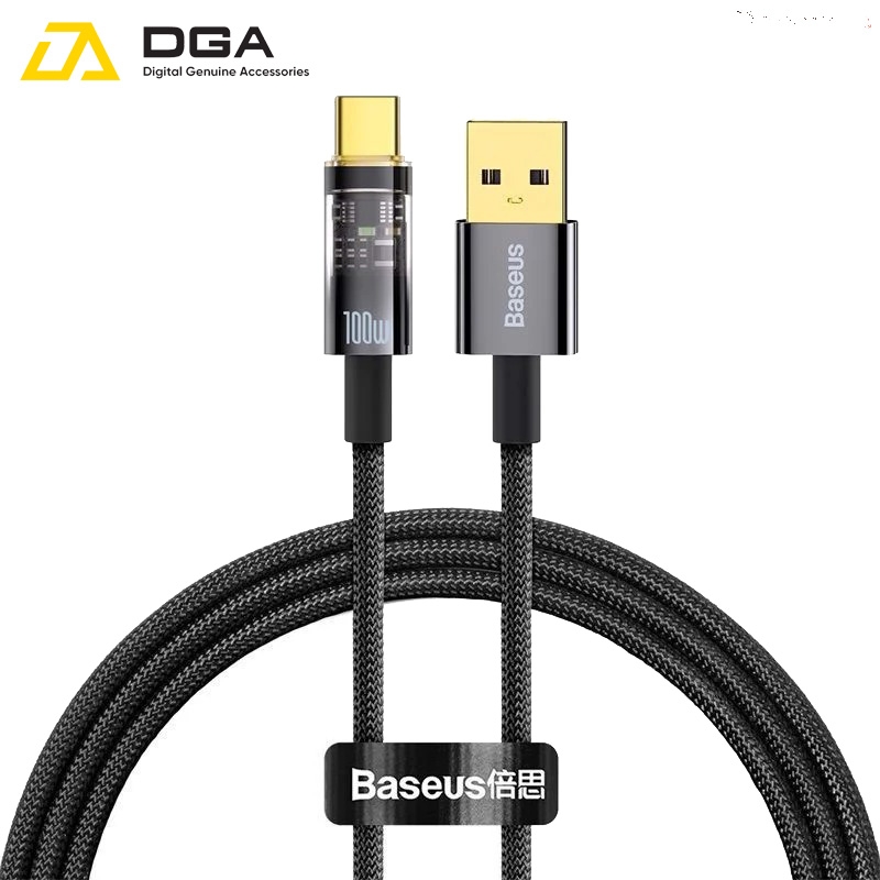 Cáp tự ngắt 100W Baseus USB to Type C 100W Explorer Series Auto Power-Off Fast Charging Data Cable