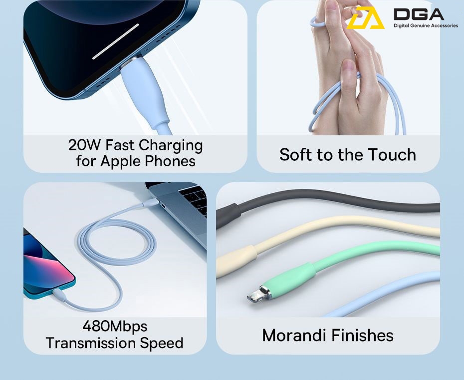 Cáp sạc nhanh C to Lightning 20W cho iPhone 12/13 Baseus Jelly Liquid Silica Gel Fast Charging Data Cable