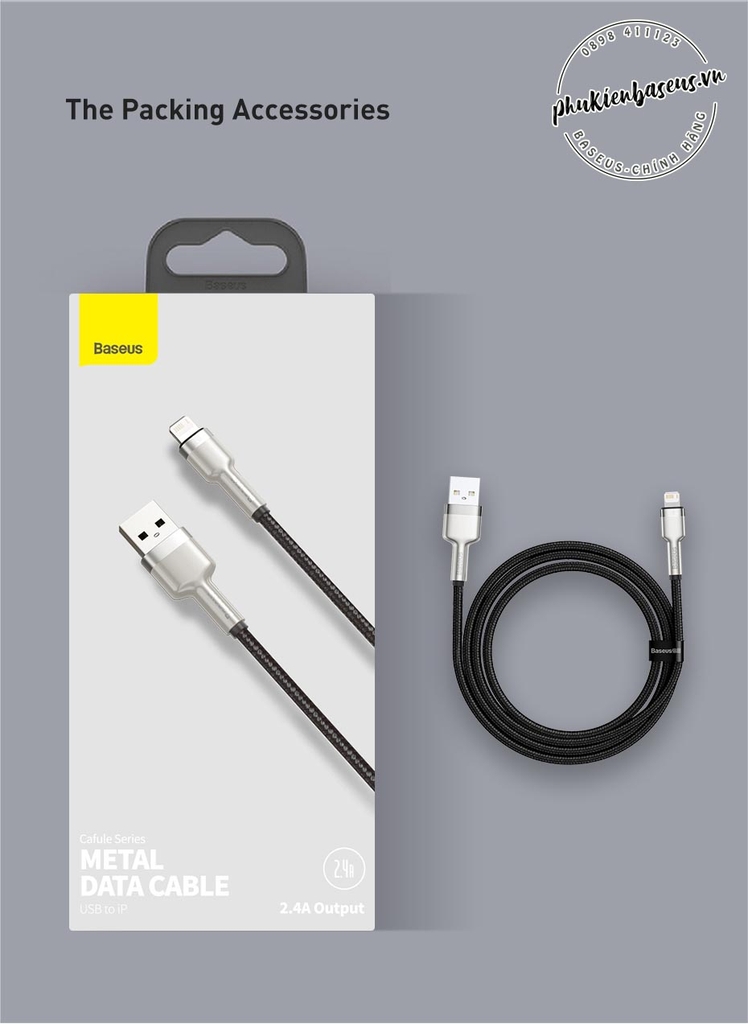 Cáp sạc nhanh USB iPhone siêu bền Baseus Cafule Metal Series Lightning