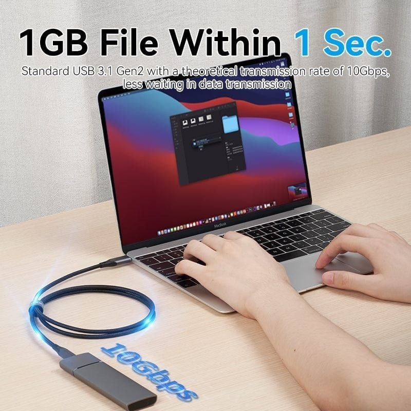 Cáp Sạc Nhanh VENTION USB3.1 C to C TAHHF (5A/100W, 10Gbps, 4K@60Hz, Cotton Braided, 1M)