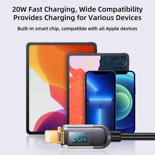 Cáp sạc Joyroom S-CL020A4 20W Type-C to Lightning Digital Display Fast Charging Data Cable 1.2m-Black