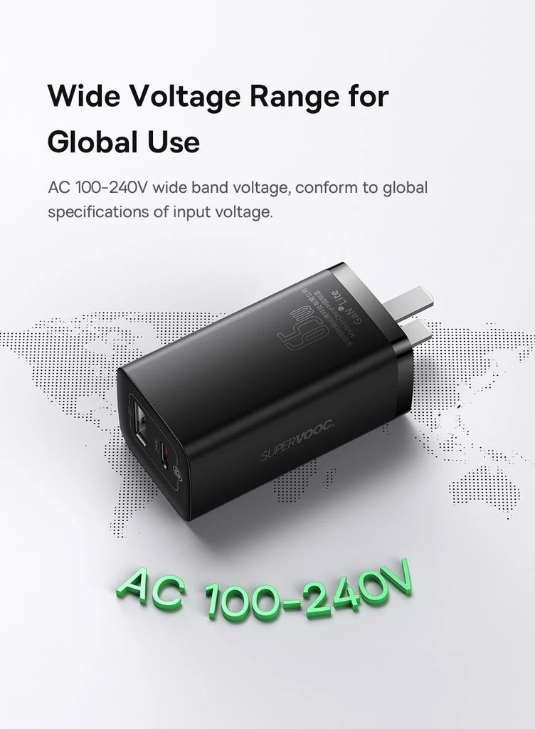 Cóc Sạc Nhanh Baseus GaN2 Lite Quick Charger 65W