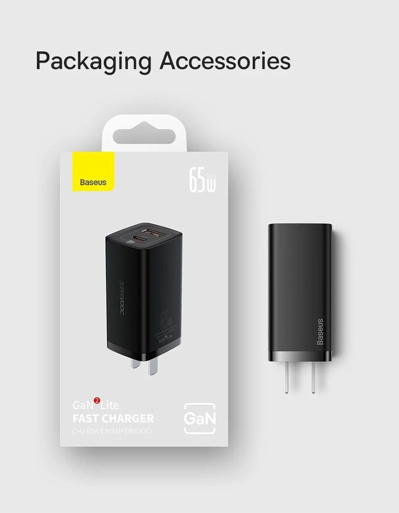 Cóc Sạc Nhanh Baseus GaN2 Lite Quick Charger 65W