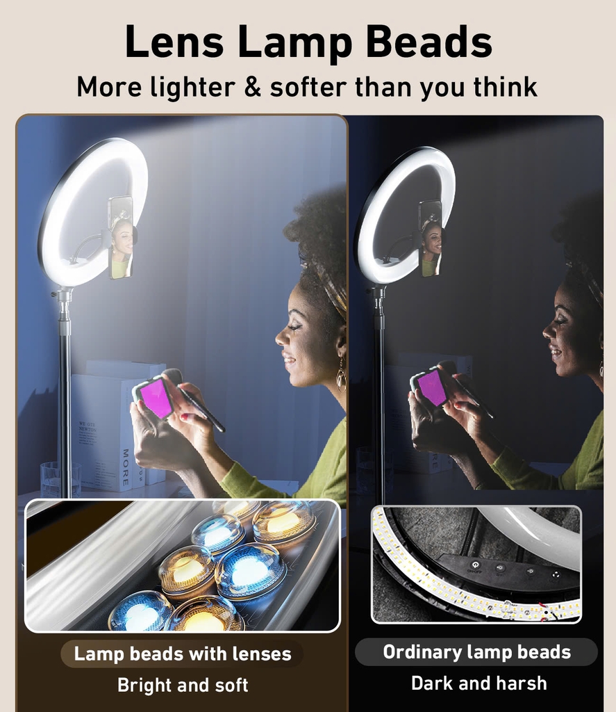 Đế giữ điện thoại để bàn RTAKO ZJ-FP02 Overhead Phone Mount 55cm (with 13'' Streaming Light & Phone Clamp)