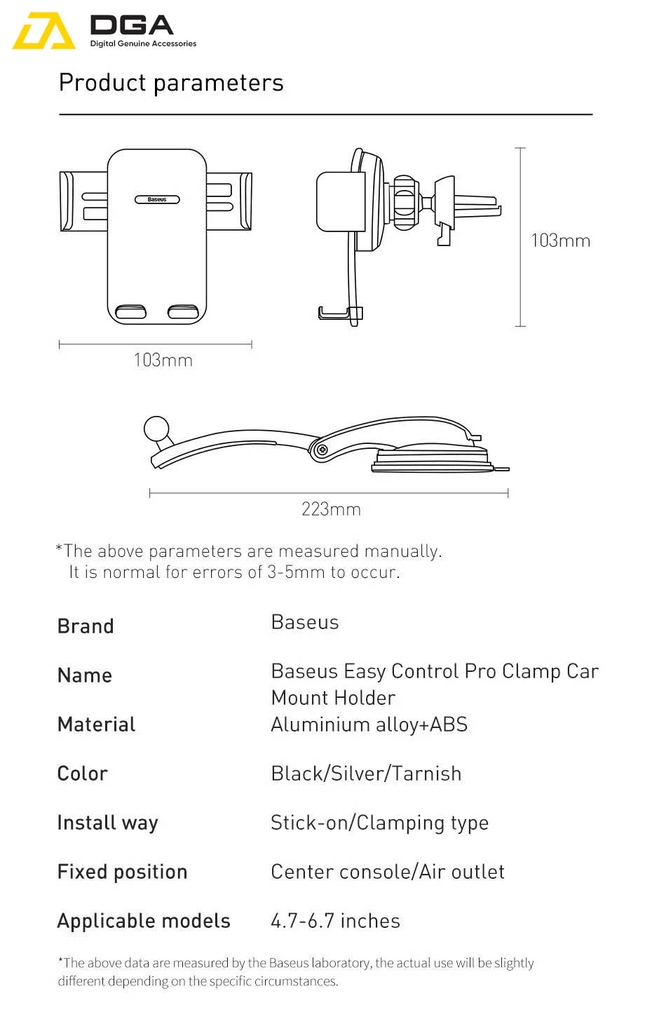 Đế Giữ Điện Thoại Trên Ô Tô Baseus Easy Control Pro Clamp Car Mount Holder