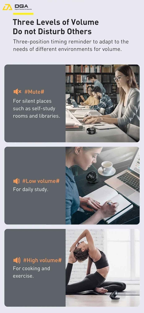 Đồng hộ hẹn giờ đếm ngược Baseus Heyo Rotation LED Countdown Timer Pro