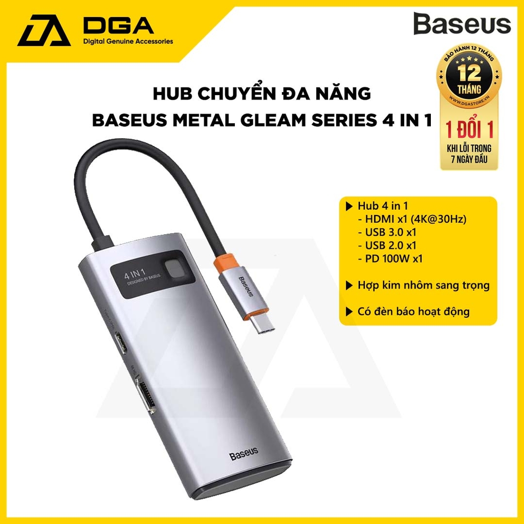 Hub chuyển đổi đa năng Baseus Metal Gleam Series Multifunctional Docking Station