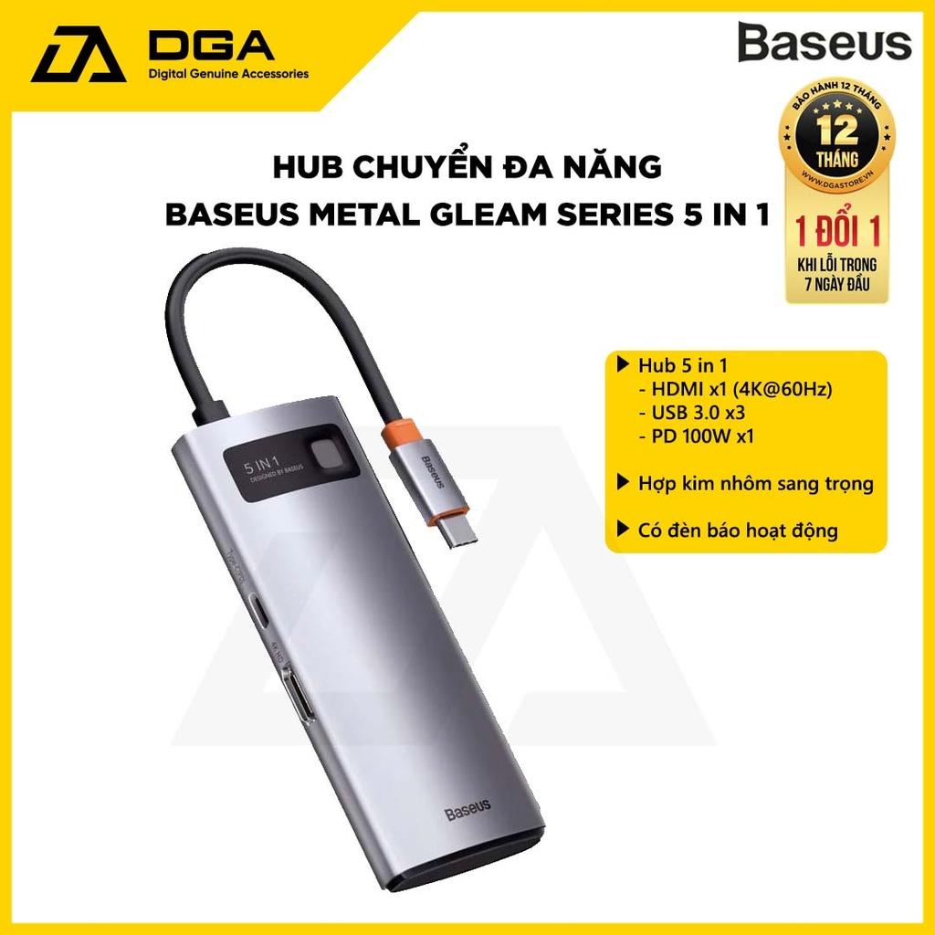 Hub chuyển đổi đa năng Baseus Metal Gleam Series Multifunctional Docking Station