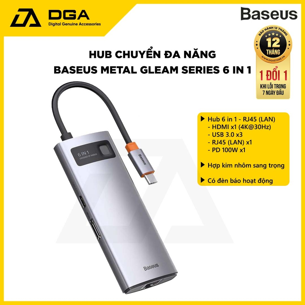 Hub chuyển đổi đa năng Baseus Metal Gleam Series Multifunctional Docking Station