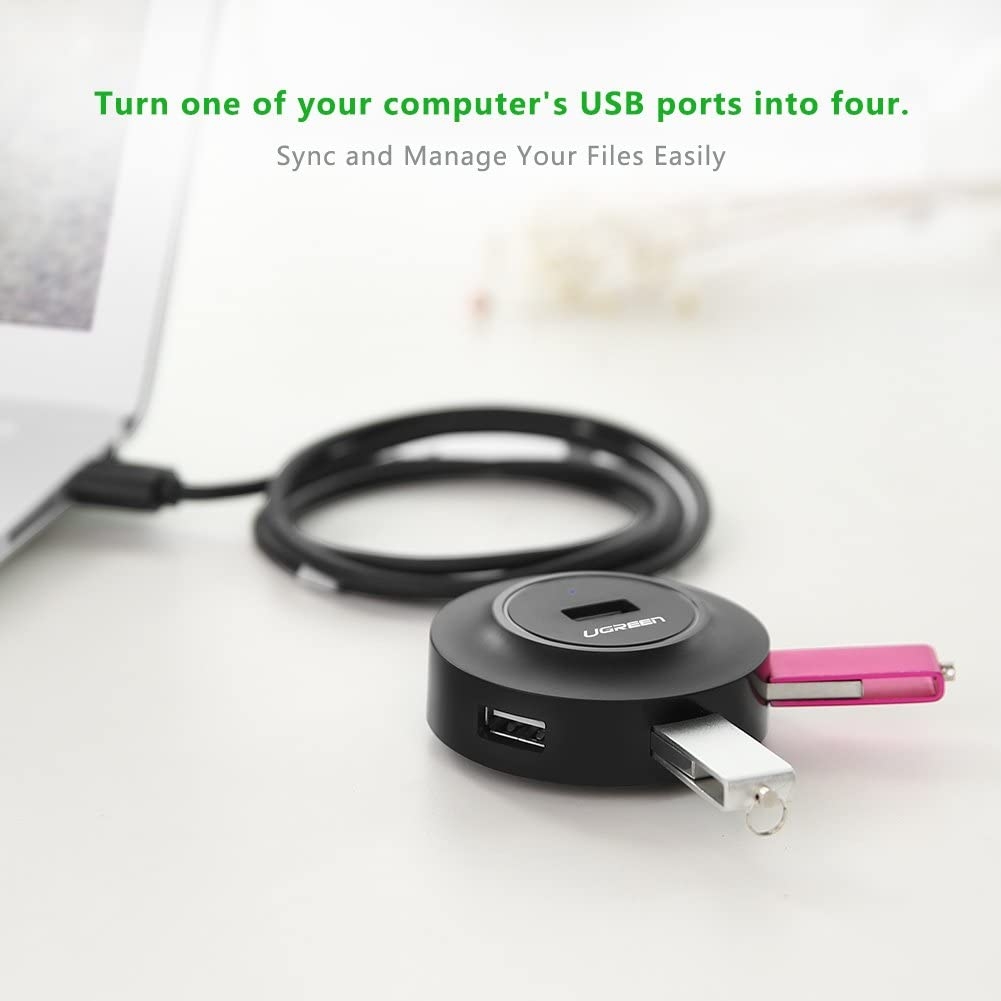 Hub mở rộng Ugreen USB chia 1 cổng USB 2.0 ra 4 cổng USB tốc độ cao CR106