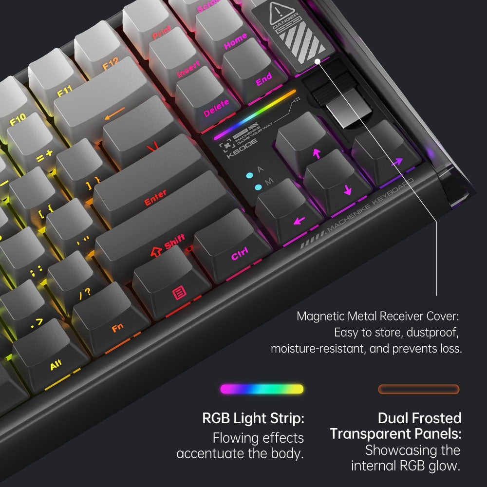 Bàn phím cơ Machenike K600E B87W Tri-mode RGB - Hàng chính hãng VN
