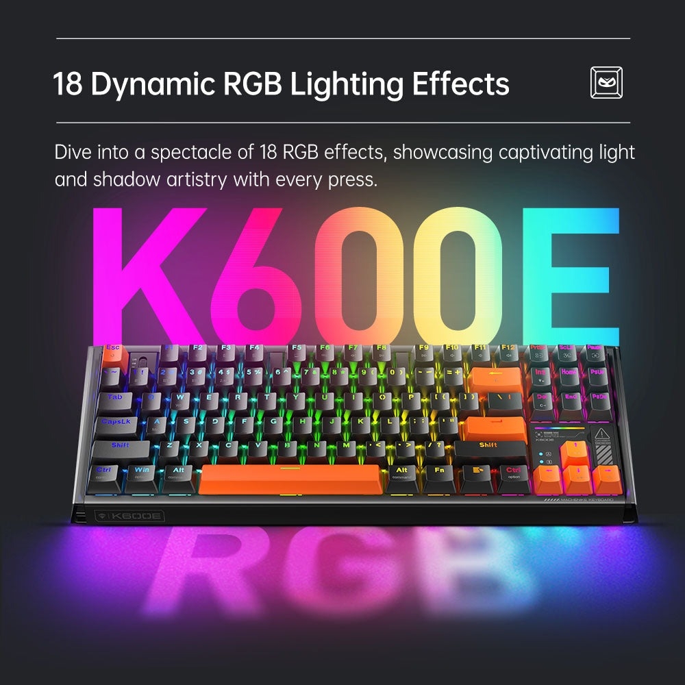 Bàn phím cơ Machenike K600E B87W Tri-mode RGB - Hàng chính hãng VN