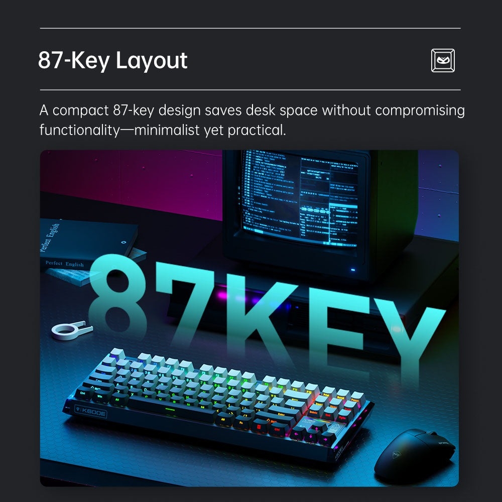 Bàn phím cơ Machenike K600E B87W Tri-mode RGB - Hàng chính hãng VN