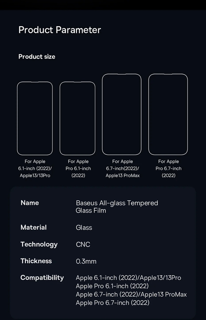 Kính Cường Lực Baseus All-glass Tempered Glass Film 0.3mm Cho iPhone 13/14 Series