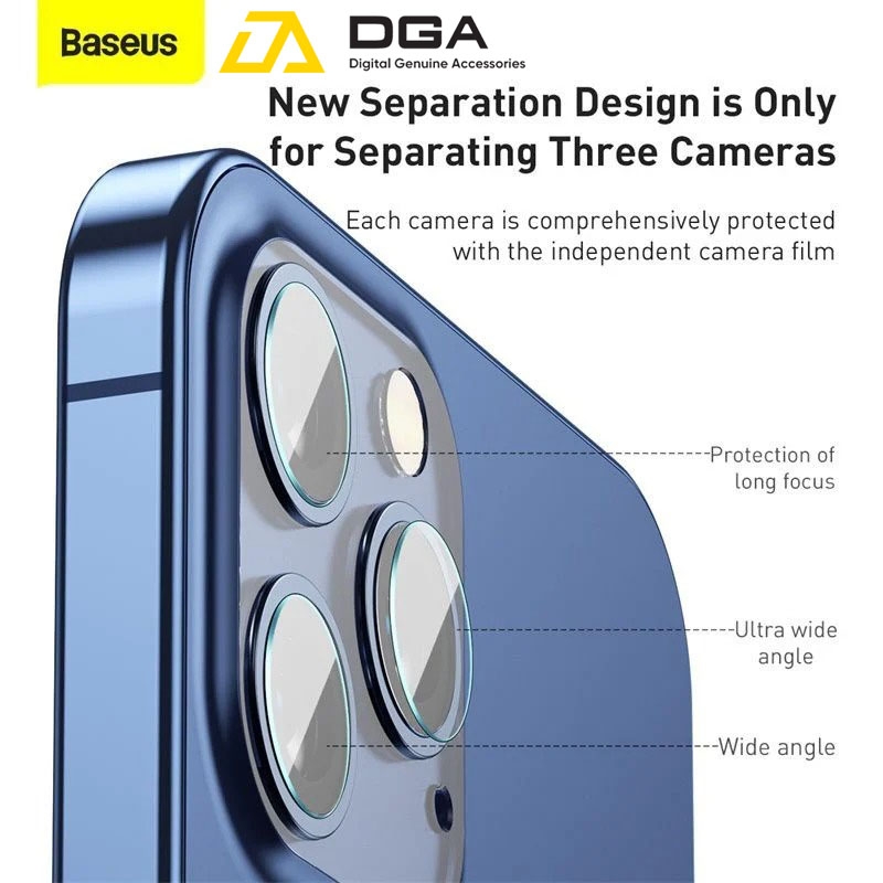 Kính cường lực chống trầy Camera Baseus Gem Camera Lens Protective Film dùng cho iPhone 12 Series