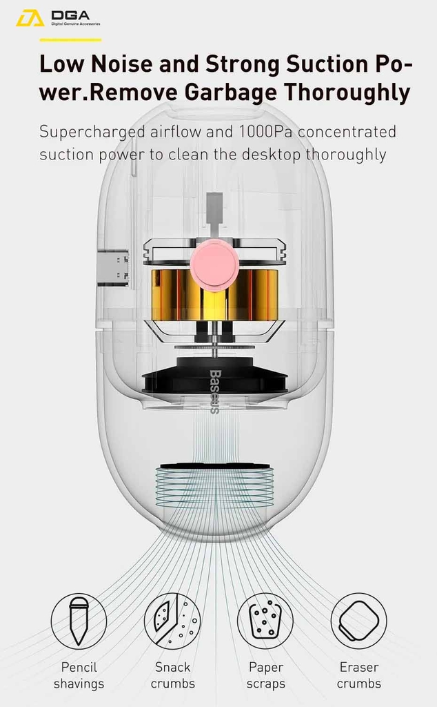 Máy hút bụi mini cầm tay Baseus C2 Desktop Capsule Vacuum Cleaner