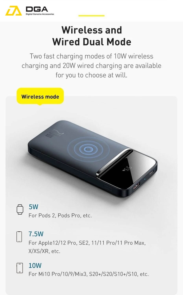 Sạc dự phòng không dây tích hợp nam châm Baseus Magnetic Wireless Quick Charging Power Bank sạc nhanh