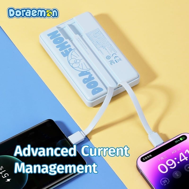 Pin Dự Phòng Không Dây ROCK SPACE Doraemon P92 Dual PD20W Travel Series (10000mAh, Tích Hợp MagSafe, Doraemon Authentic Licensed)