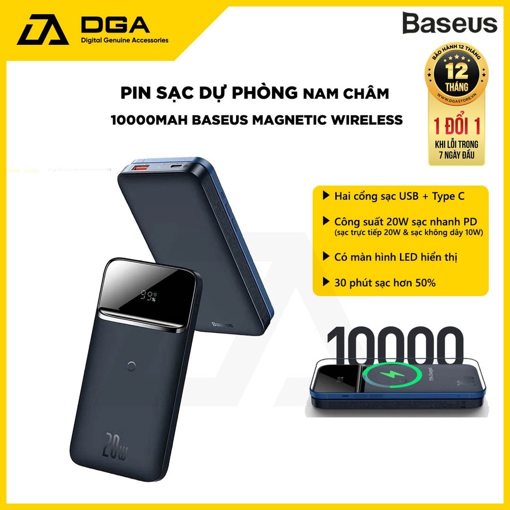 Sạc dự phòng không dây tích hợp nam châm Baseus Magnetic Wireless Quick Charging Power Bank sạc nhanh