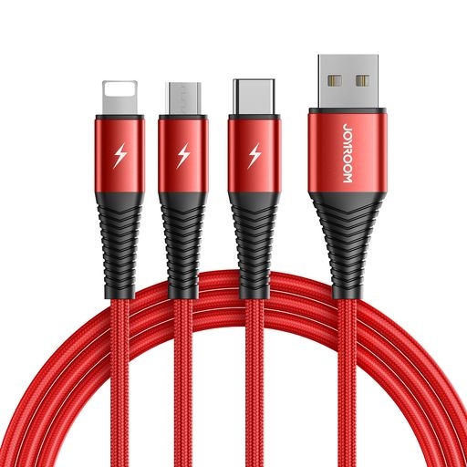 Cáp sạc Joyroom S-1230G4 3-in-1 charging cable(lightning+typec+micro)1.2M-black