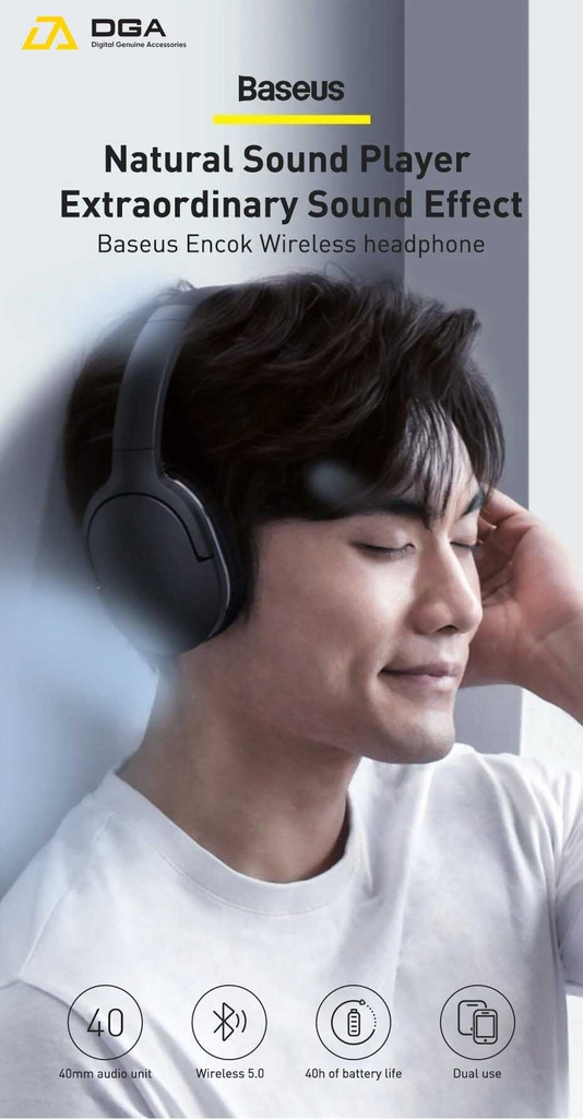 Tai nghe chụp tai không dây cao cấp Baseus Encok Wireless headphone D02 Pro