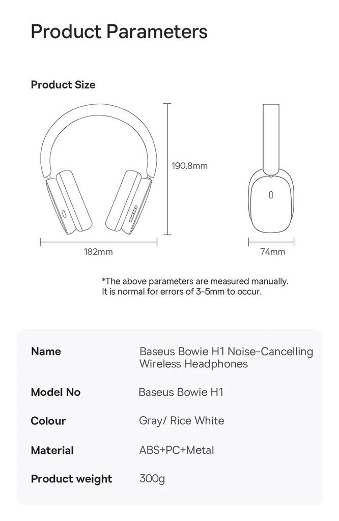 Tai Nghe Chụp Tai Không Dây, Chống Ồn Chủ Động Baseus Bowie H1 ANC