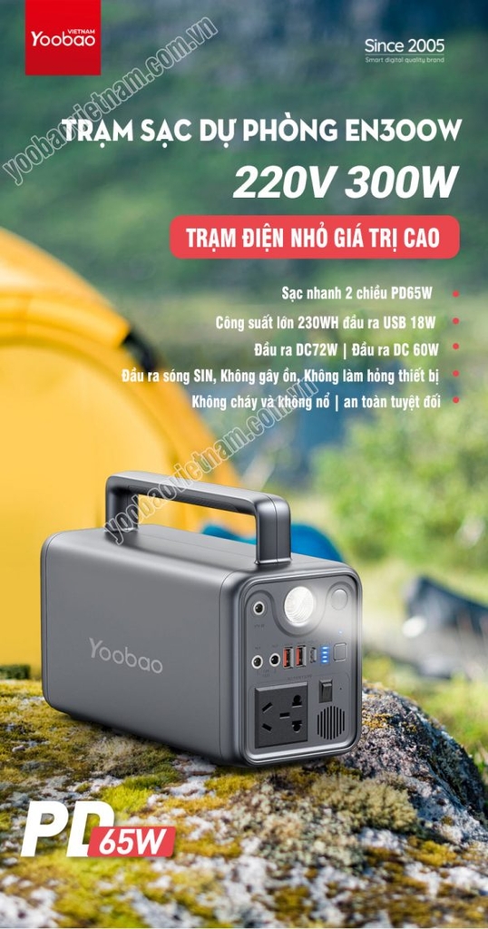 Trạm pin sạc dự phòng 72000mAh Yoobao EN300WLPD PD 65W 220V/300W