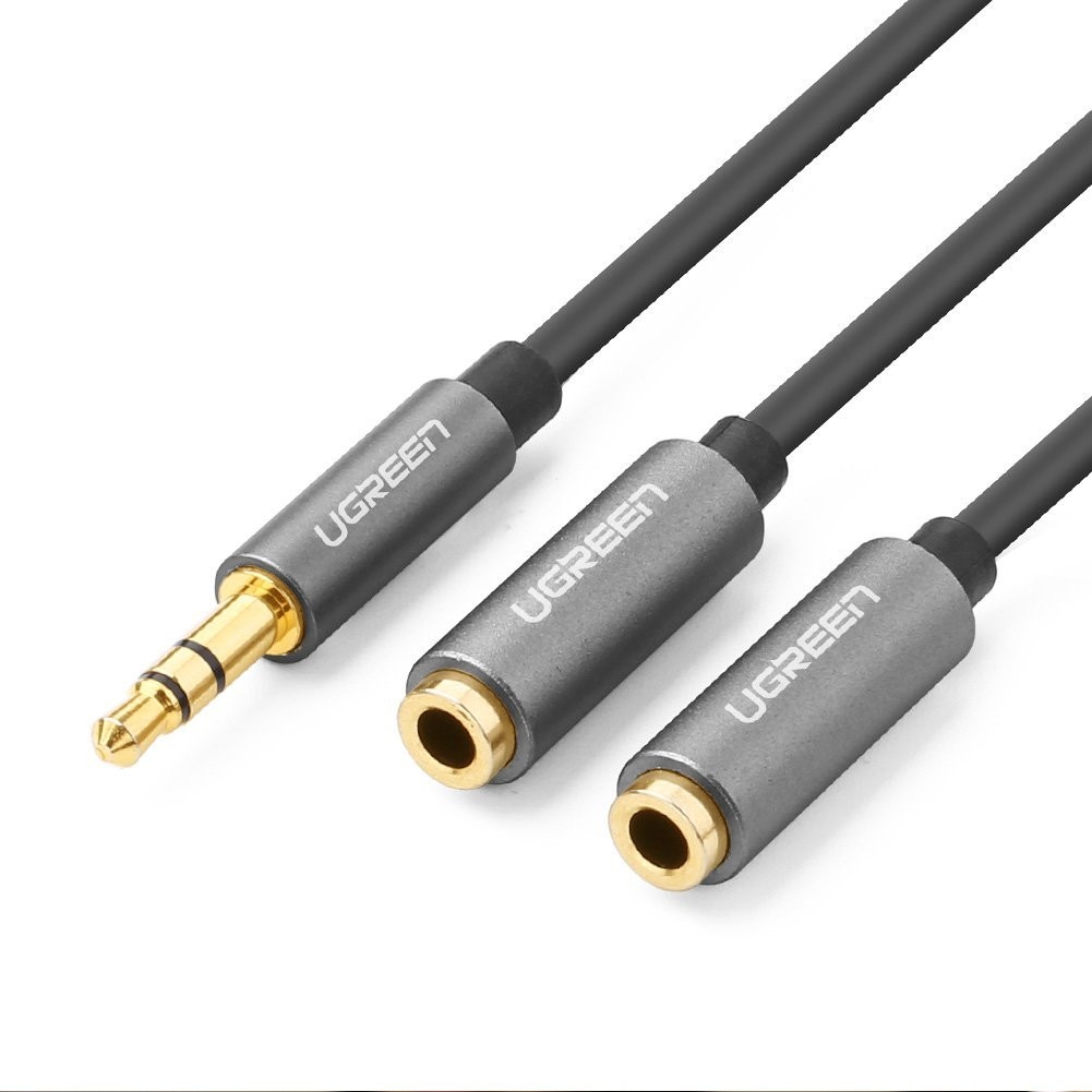 3.5mm Male to 2 Female Audio Cable Aluminum Case