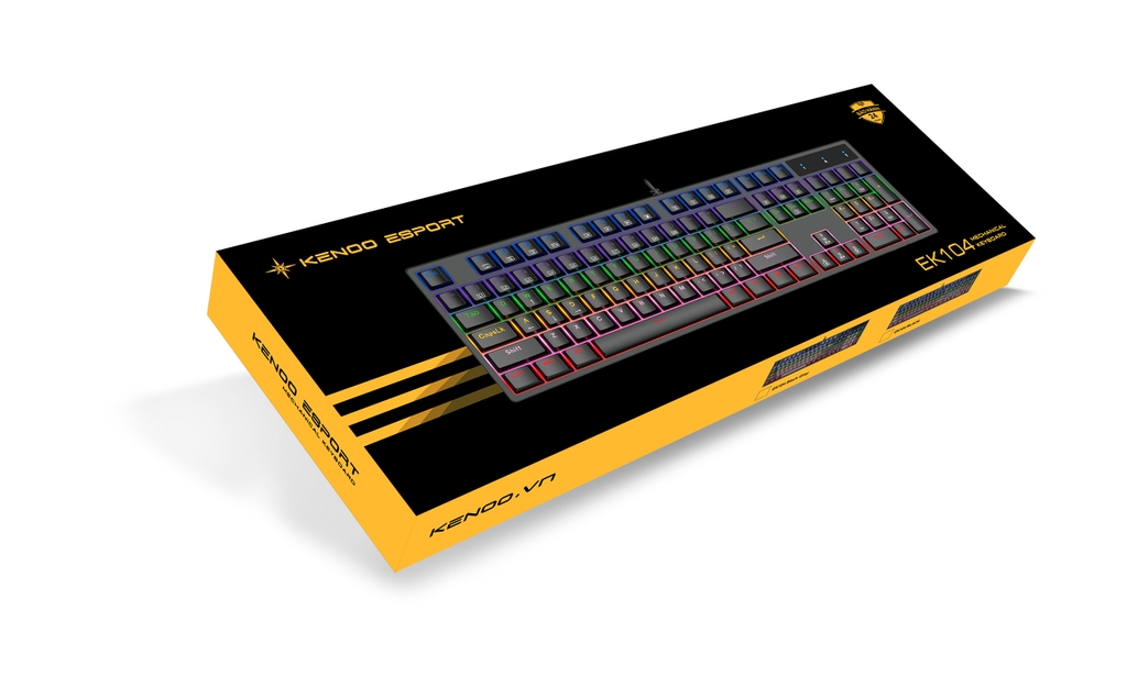Bàn phím cơ gaming KENOO ESPORT EK104  - Màu đen và xám - Brown switch