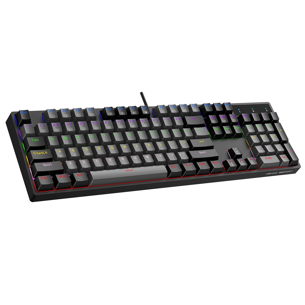 Bàn phím cơ gaming KENOO ESPORT EK104  - Màu đen và xám - Brown switch