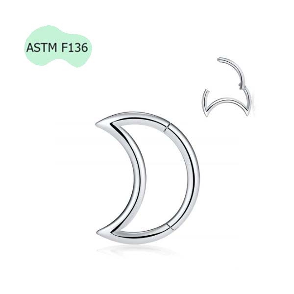 Khuyên Daith hình mặt trăng Titanium - Silver