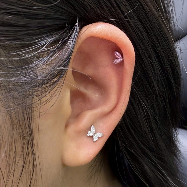 Bông tai Titan hình con bướm - 1.2*10mm - Có 5 màu