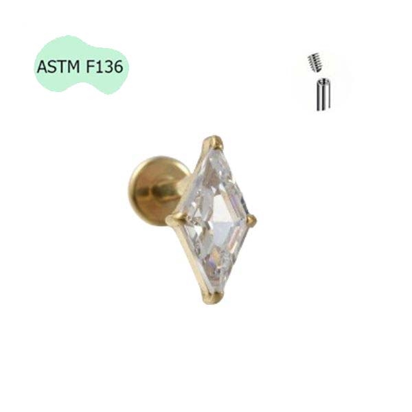 Khuyên tai hình thoi đính đá lấp lánh - 2 màu - Titanium