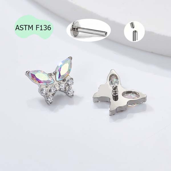 Bông tai Titan hình con bướm - 1.2*10mm - Có 5 màu