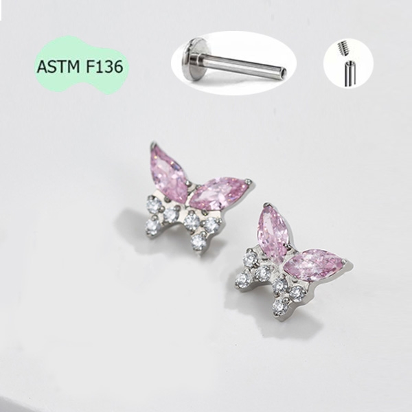 Bông tai Titan hình con bướm - 1.2*10mm - Có 5 màu