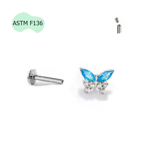 Bông tai Titan hình con bướm - 1.2*10mm - Có 5 màu