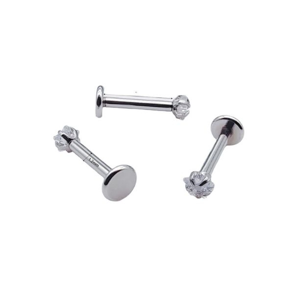 Khuyên tai đính đá ngôi sao 5 cánh - Thép không gỉ - 1.2*8mm