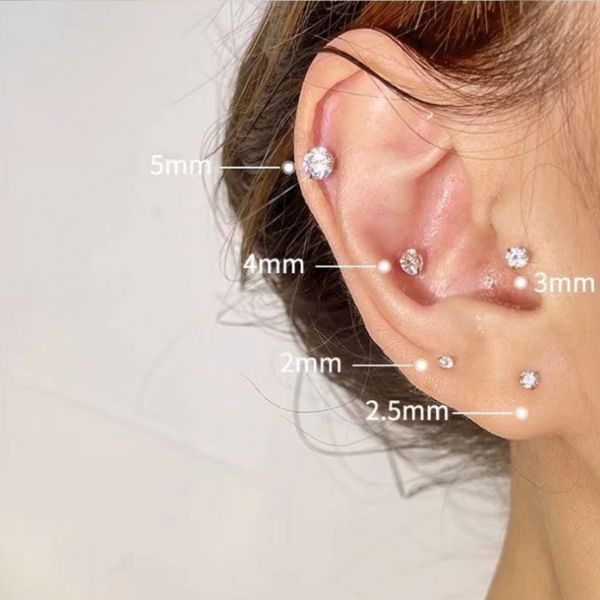 Khuyên tai đính đá nhiều size - 4 size - Thép không gỉ