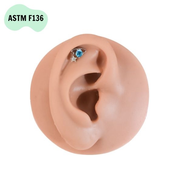 Khuyên tai Titanium hình vũ trụ - 1.2*8mm