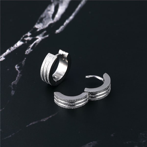 Khuyên tai tròn Hàn Quốc đường nhám sang trọng