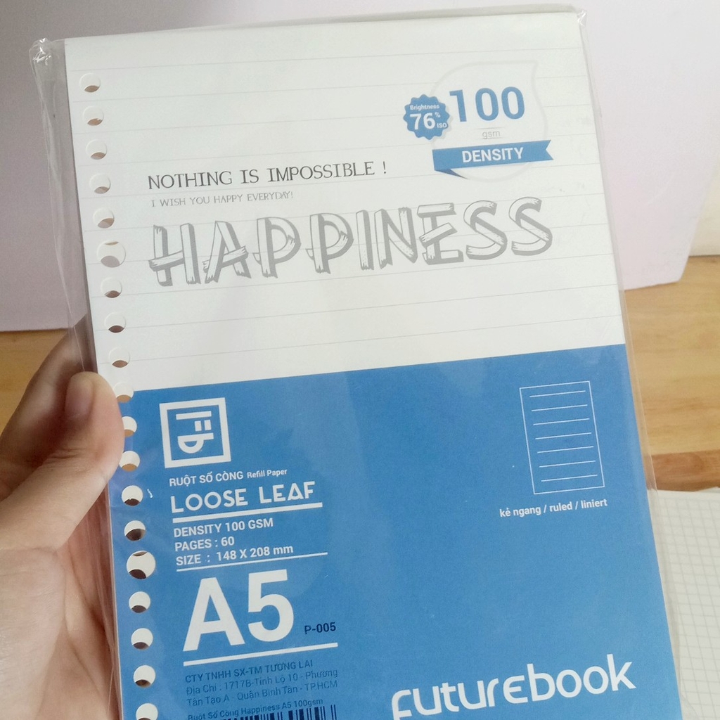 Ruột sổ còng Happiness - Refill Page Khổ A5