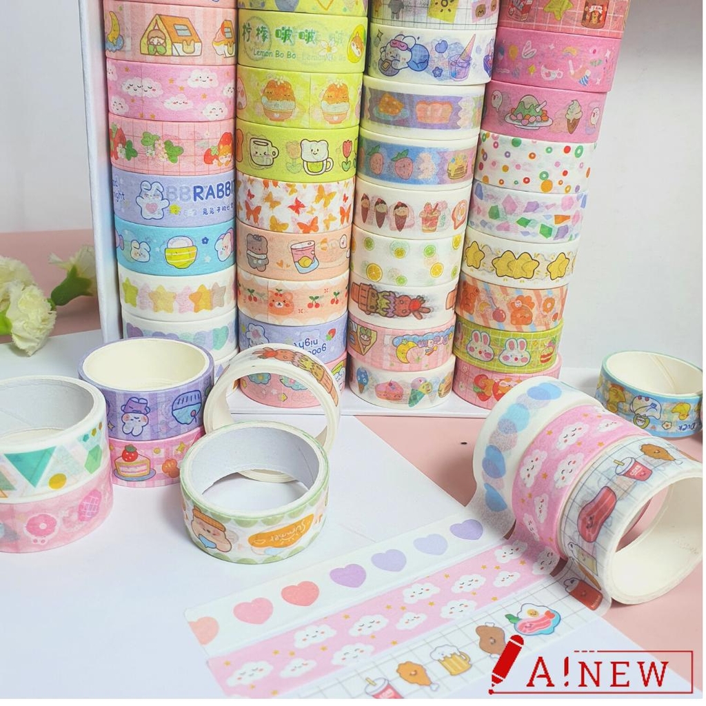 Combo băng keo giấy Washi Tape hoạ tiết cute