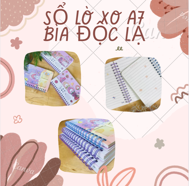 Sổ lò xo kim tuyến dễ thương khổ A6 bìa độc lạ